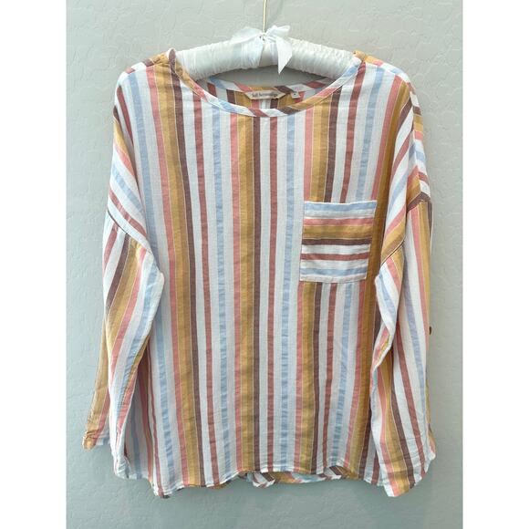 SOFT SURROUNDINGS | Striped Gauze Top Coastal Multicolor | Size Medium - Picture 1 of 6